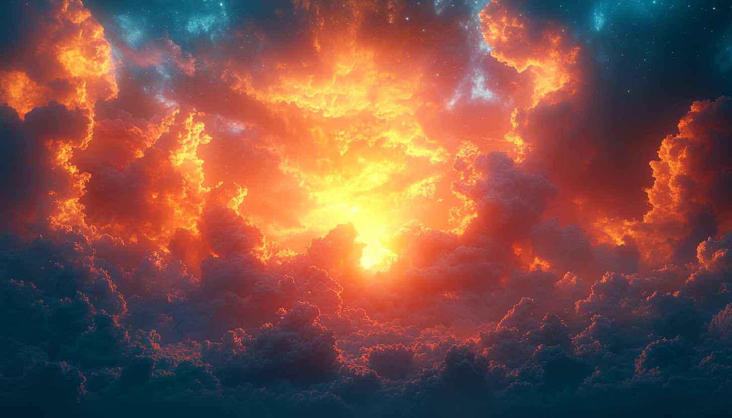 Fiery Cloudscape Wallpaper 4K - Dramatic Sunrise Sky Background