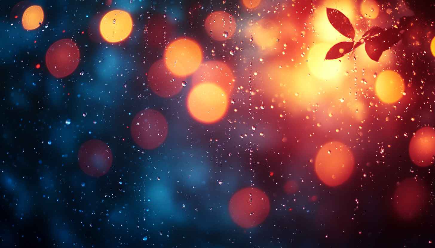 Rain Bokeh Lights Background for Desktop and Mobile Wallpaper