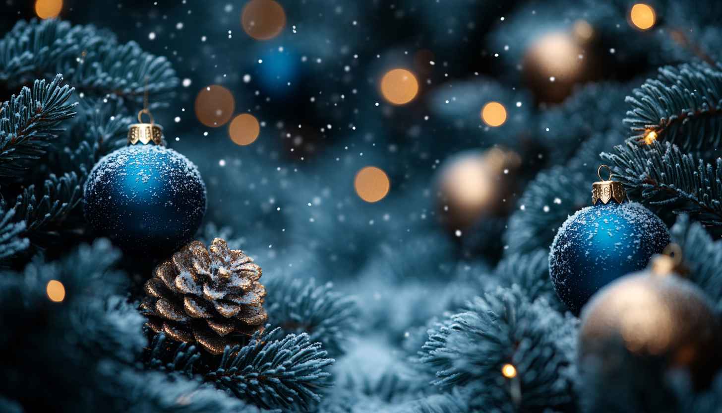 Festive Christmas Tree Ornaments Winter Snow 4K Mobile Wallpaper