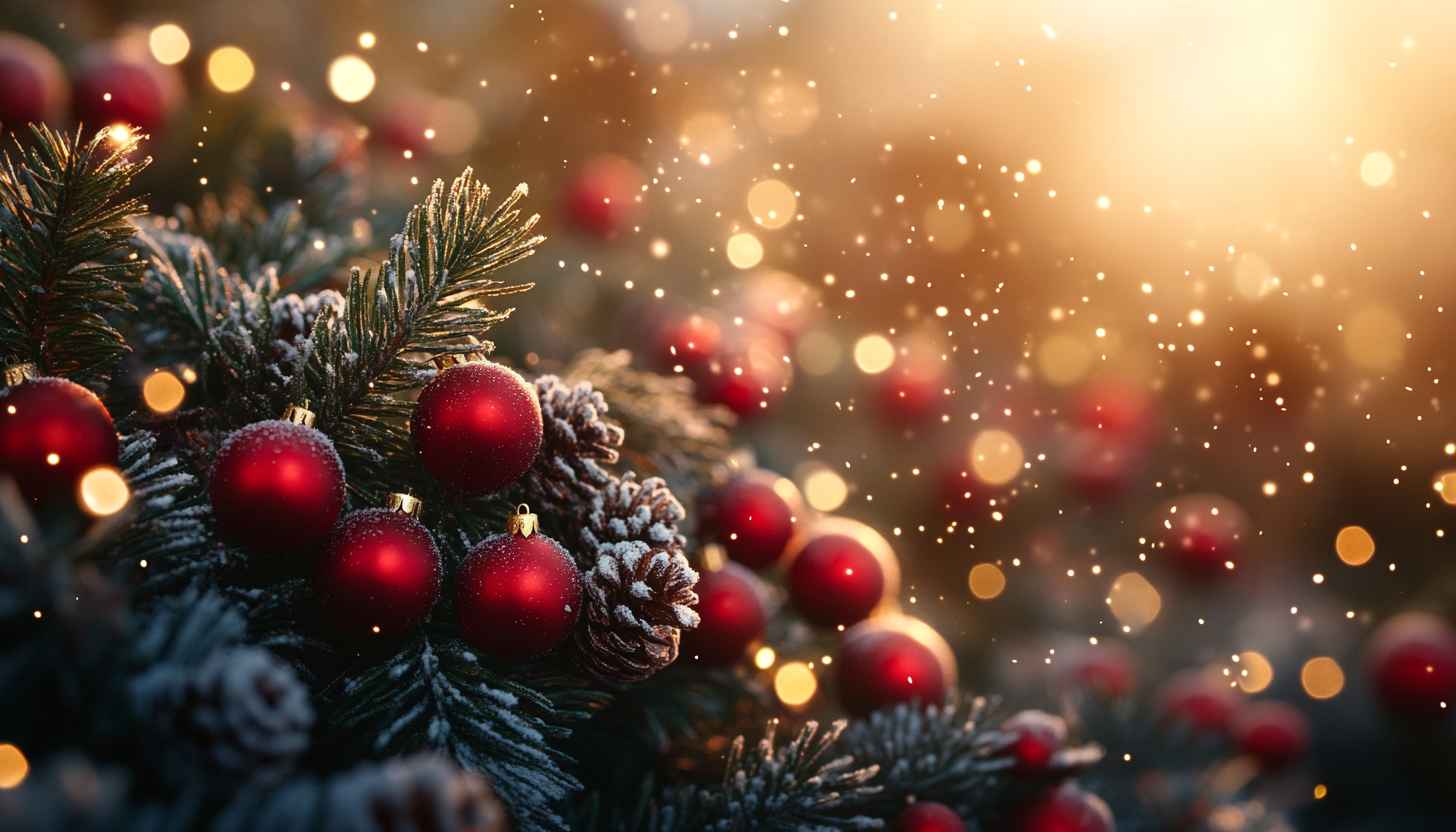 Christmas Tree Ornaments 4K Wallpaper Festive Holiday Backgrounds
