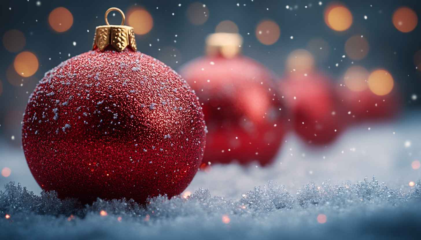 Sparkly Christmas Ornament Wallpaper - Red Festive Background for Desktop