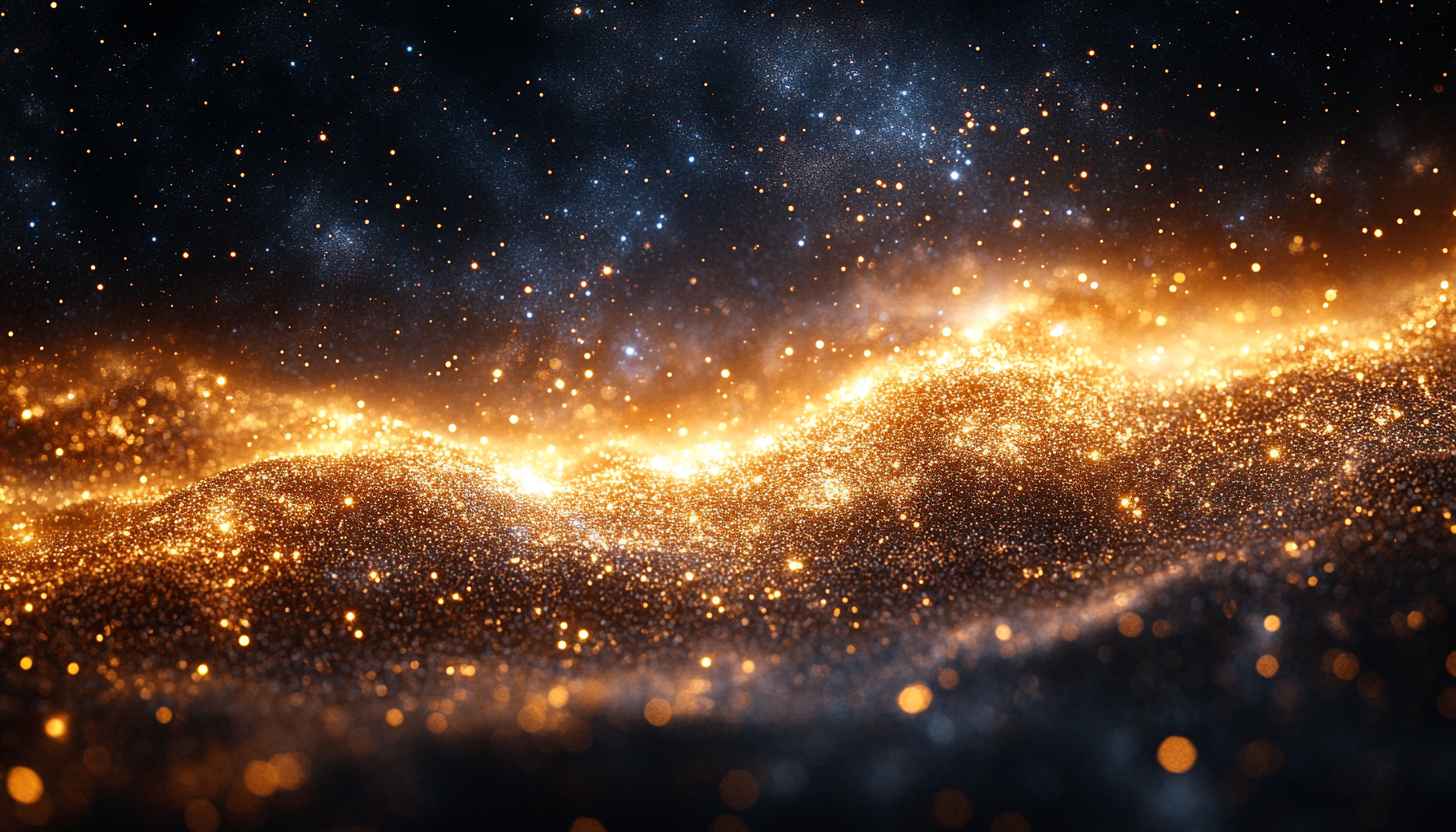 Glowing Gold Dust Nebula Space Background 4K Desktop Wallpaper