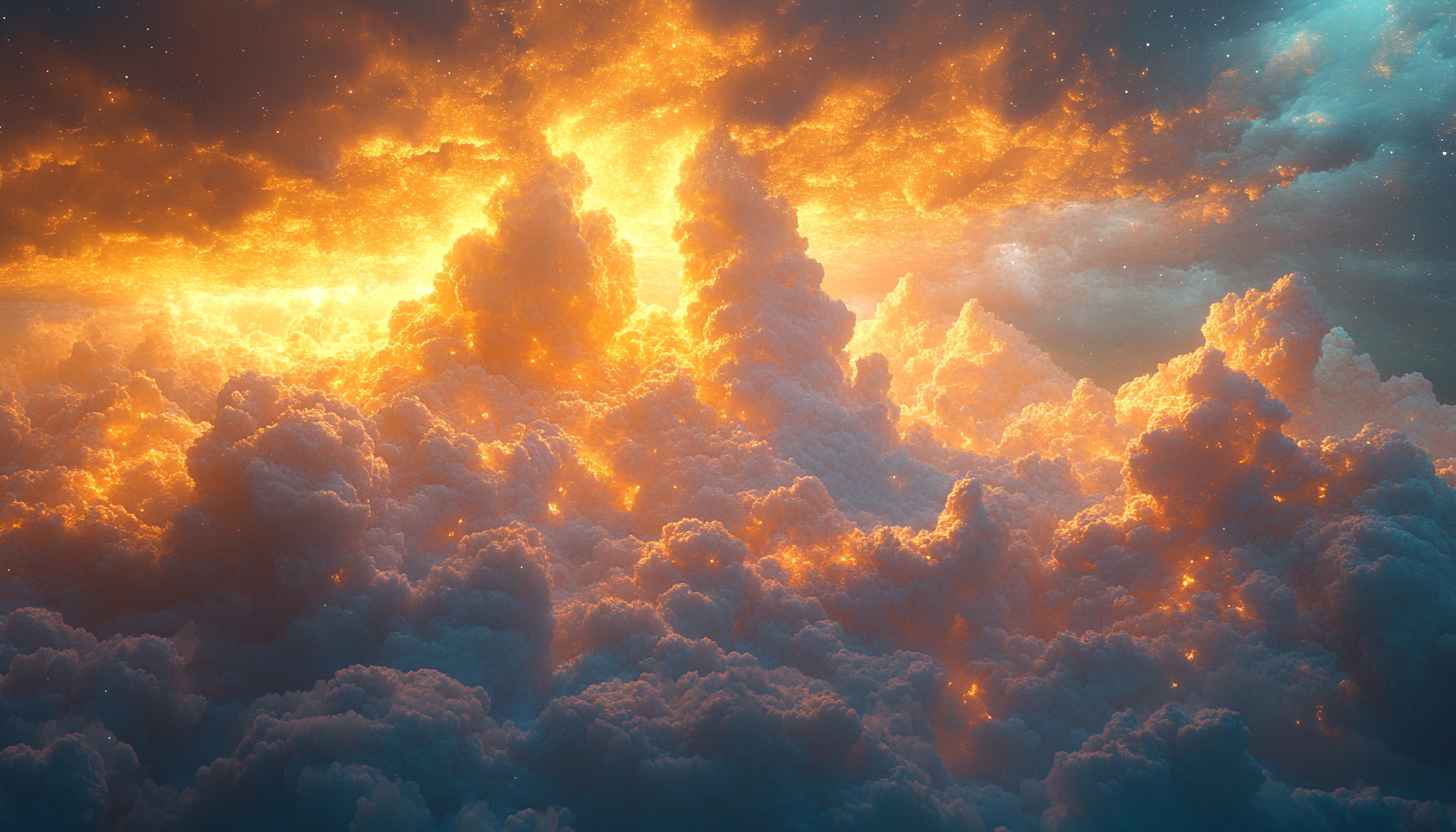 Fiery Golden Clouds 4K Desktop Background Fantasy Sky Wallpaper