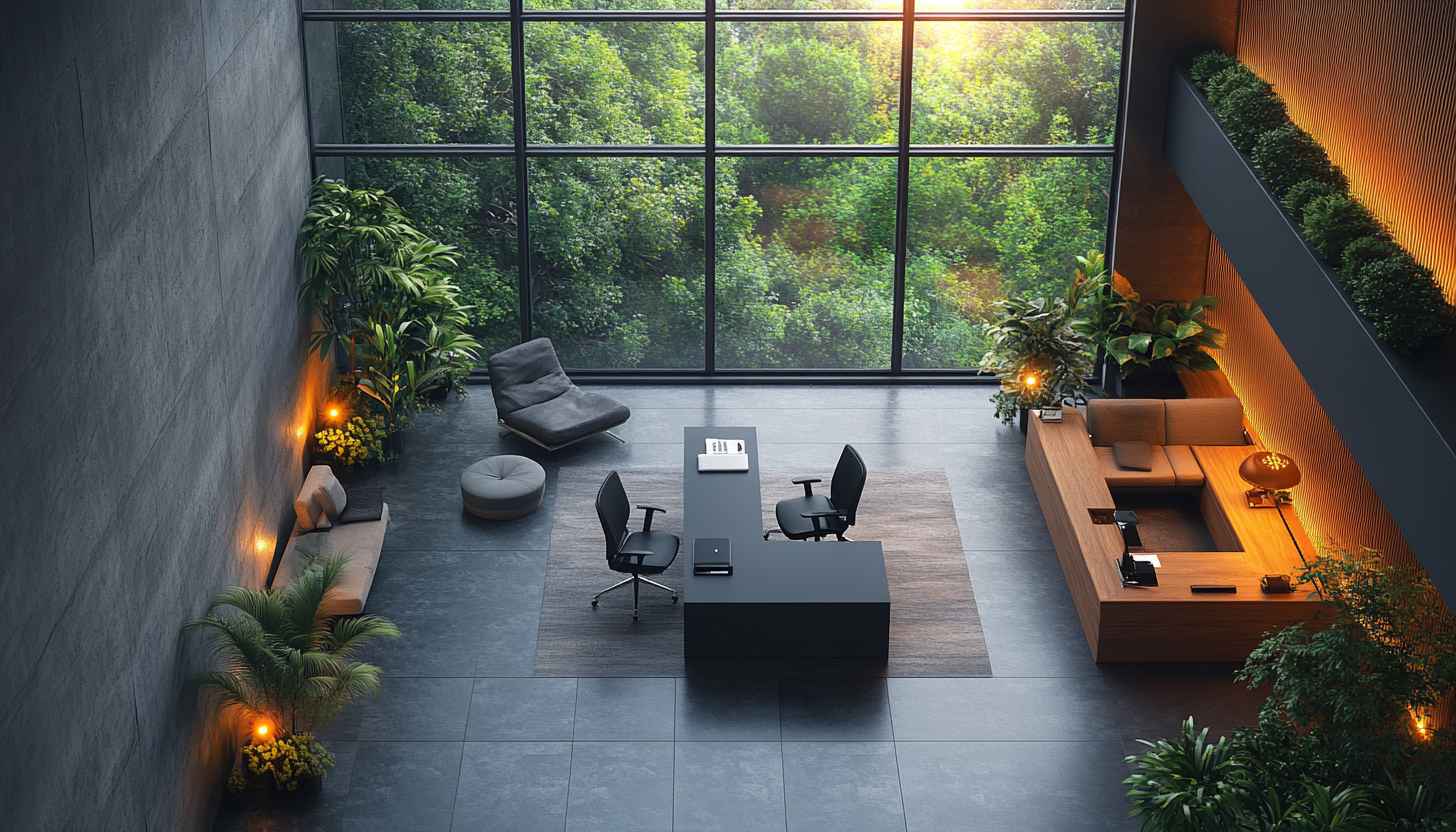 Modern Office Interior Wallpaper, 4K Nature View Desktop Background ...