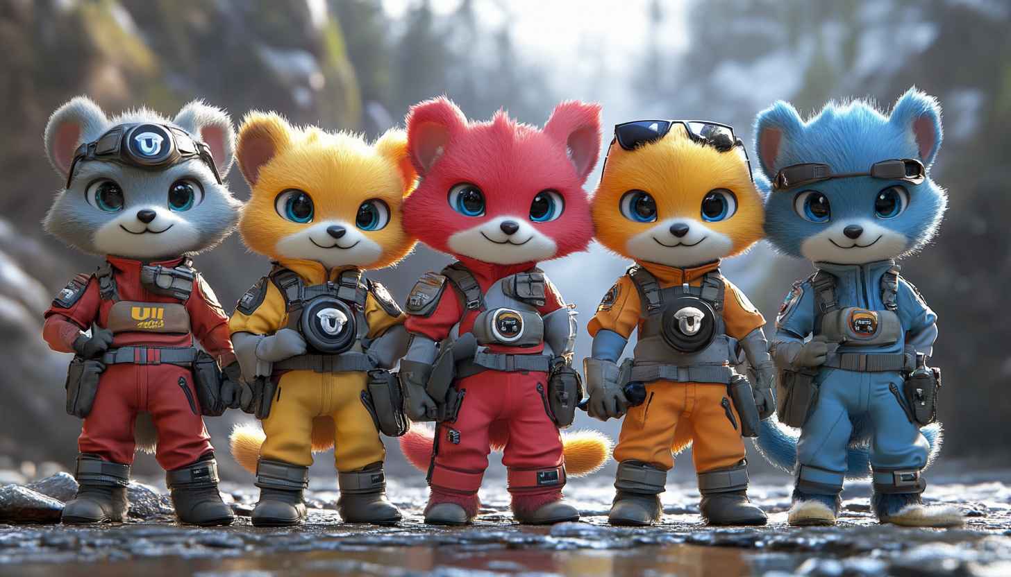 Cute Animal Astronaut Team 4K Desktop Wallpaper Background for PC