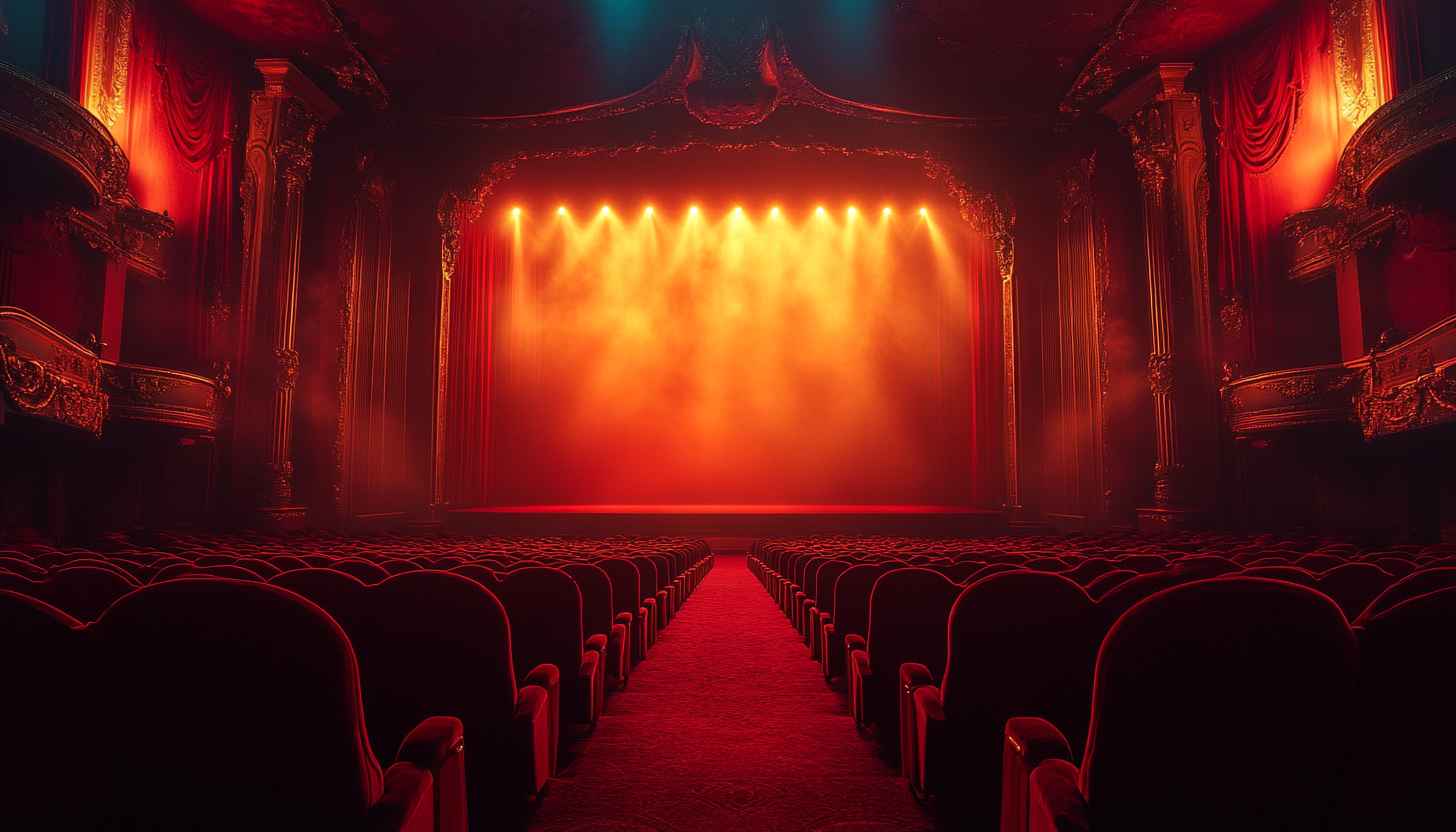 Red Theater Stage 4K Desktop Background for Drama Enthusiasts