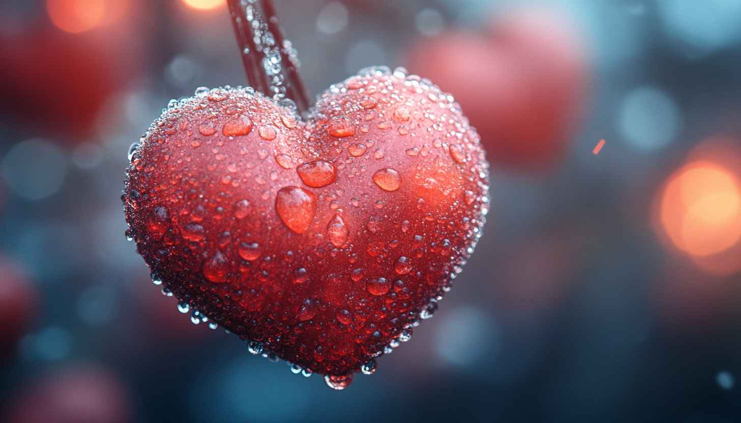 Wet Red Heart Mobile Wallpaper Romantic Valentine's Day Background