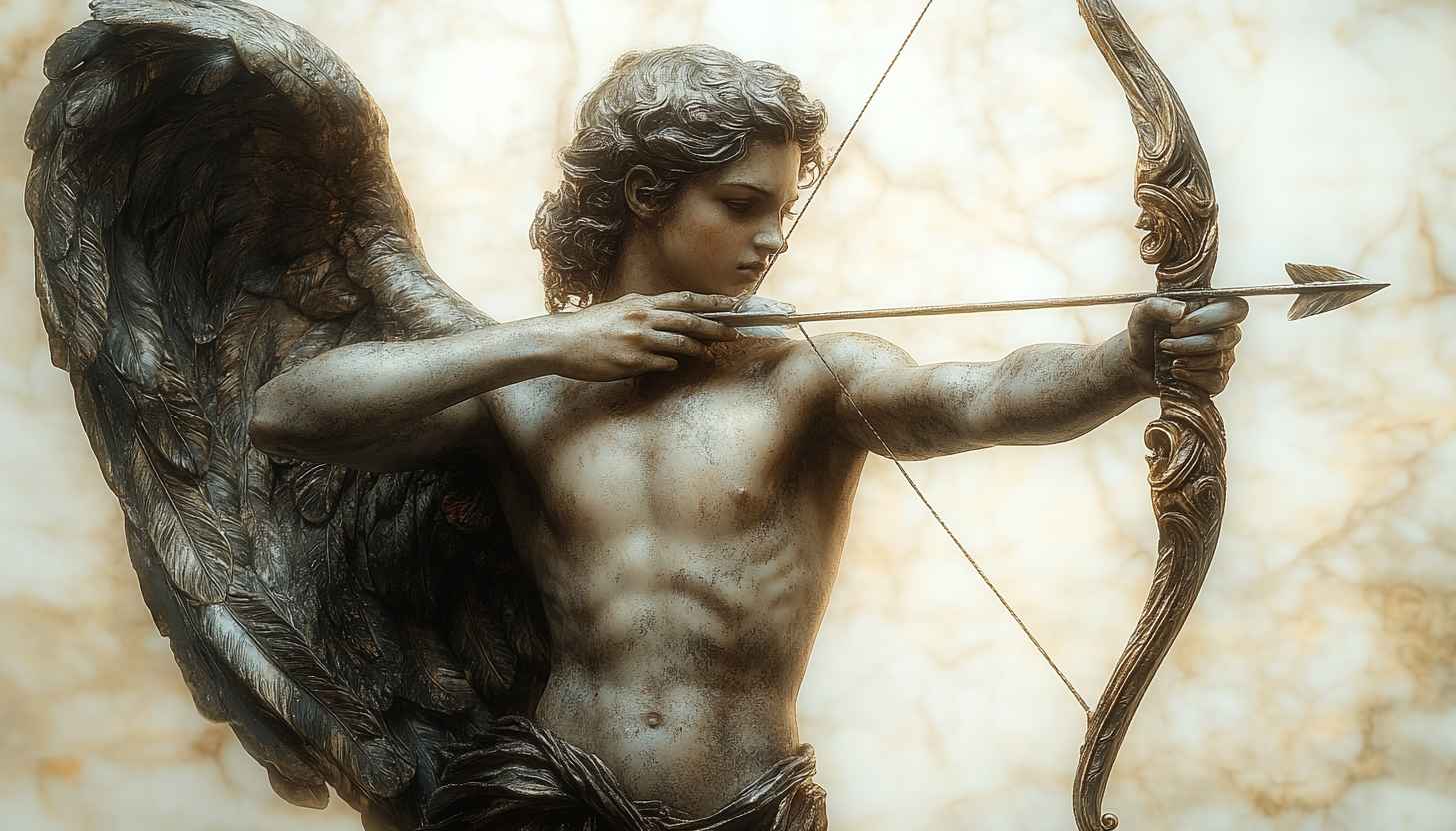 Cupid Archer Statue 4K Desktop Wallpaper Free Angel Background