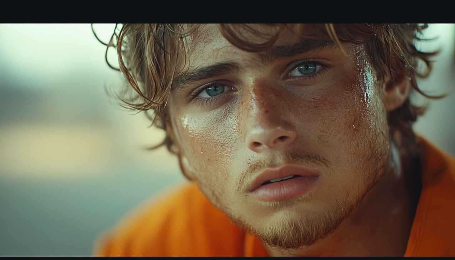 Sweaty Blond Haired Man Portrait Free Mobile Wallpaper Background