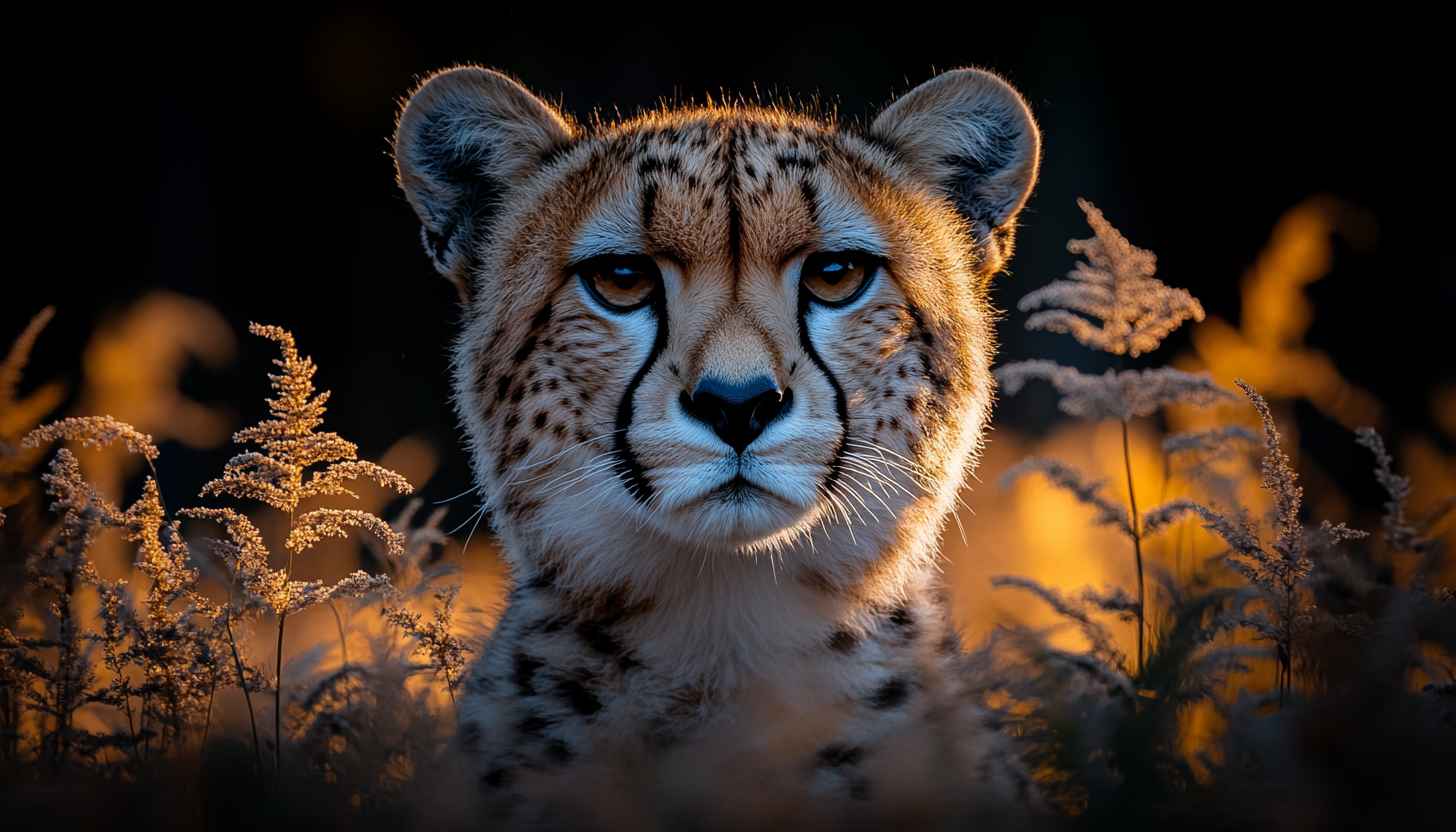Focused Cheetah Face Close-Up Animal Portrait Wallpaper 4k Background