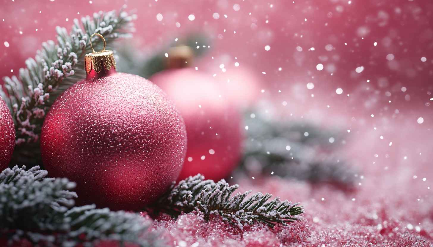 Pink Christmas Ornaments Mobile Wallpaper, Festive Background, Holiday Season Decor