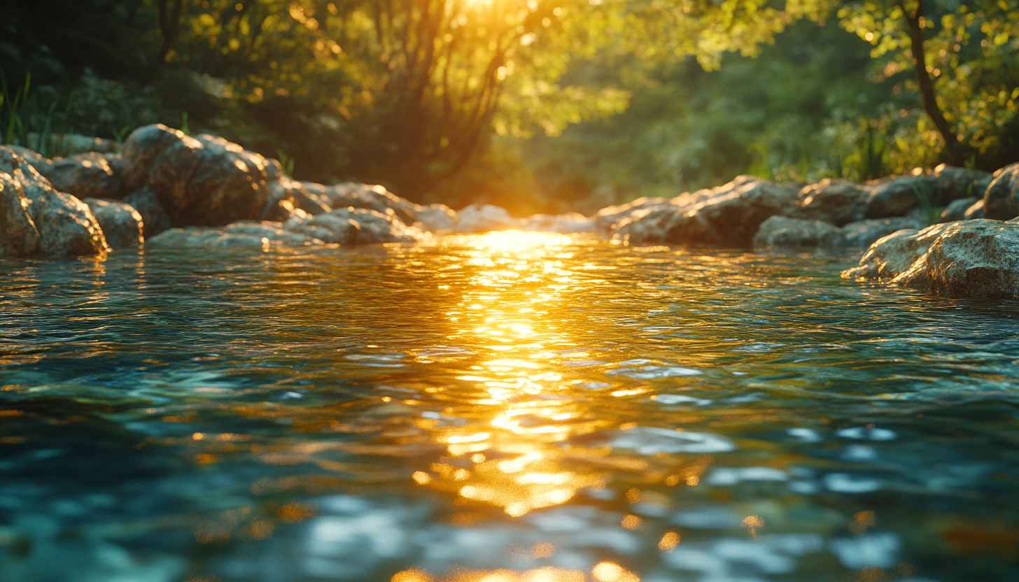 Tranquil River Sunset View 4K Desktop and Mobile Wallpaper