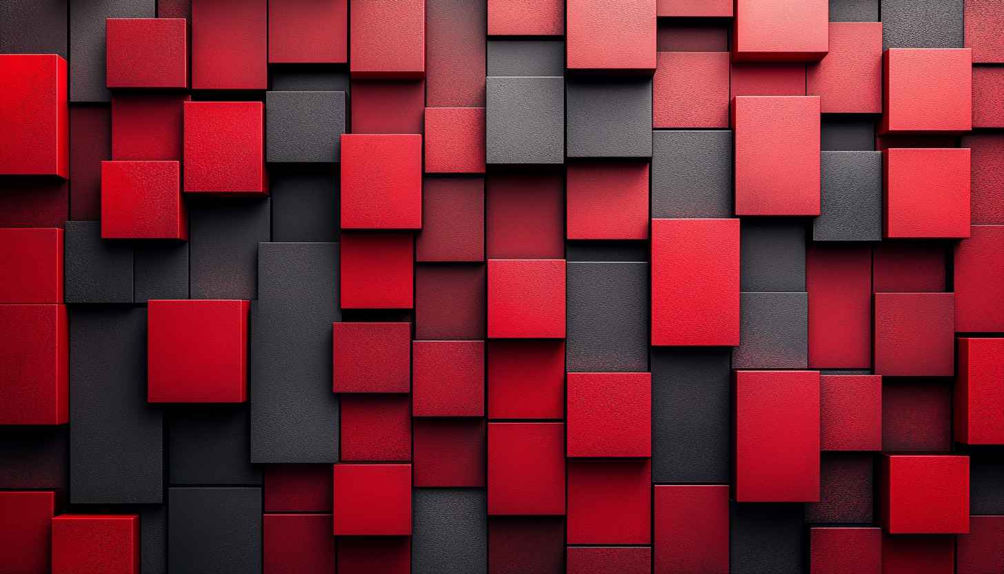 Red and Black Geometric Block Pattern 4K Mobile Wallpaper