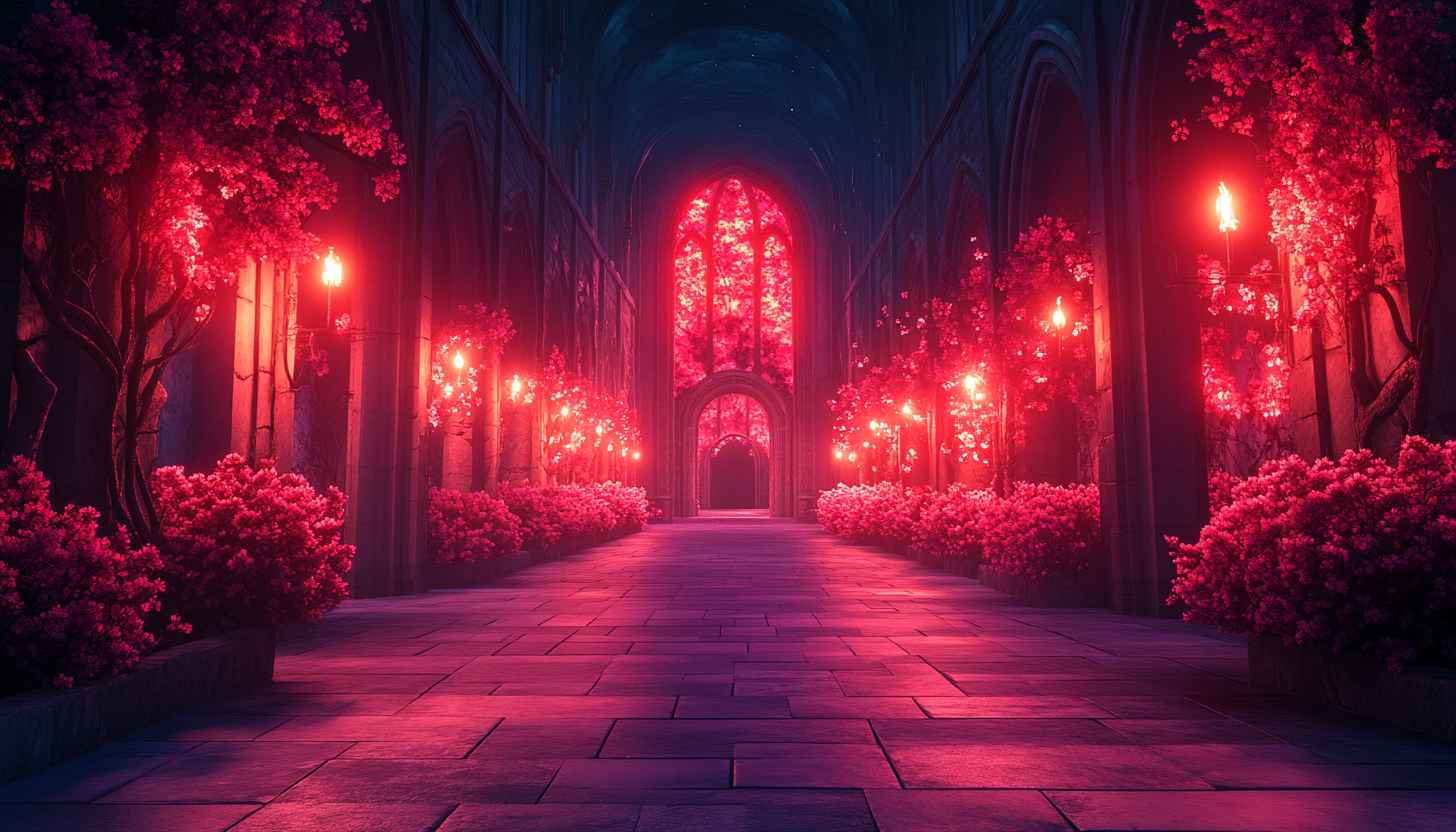 Enchanted Pink Palace Wallpaper, Fantasy Architecture 4K Desktop Background