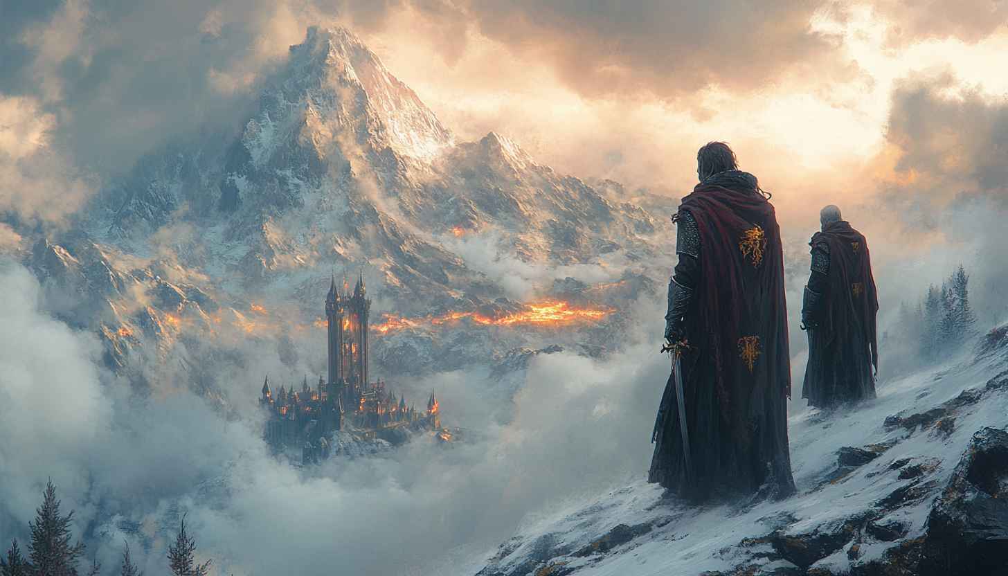 Epic Fantasy Castle Mountain Winter 4K Desktop Wallpaper Free - Free Img