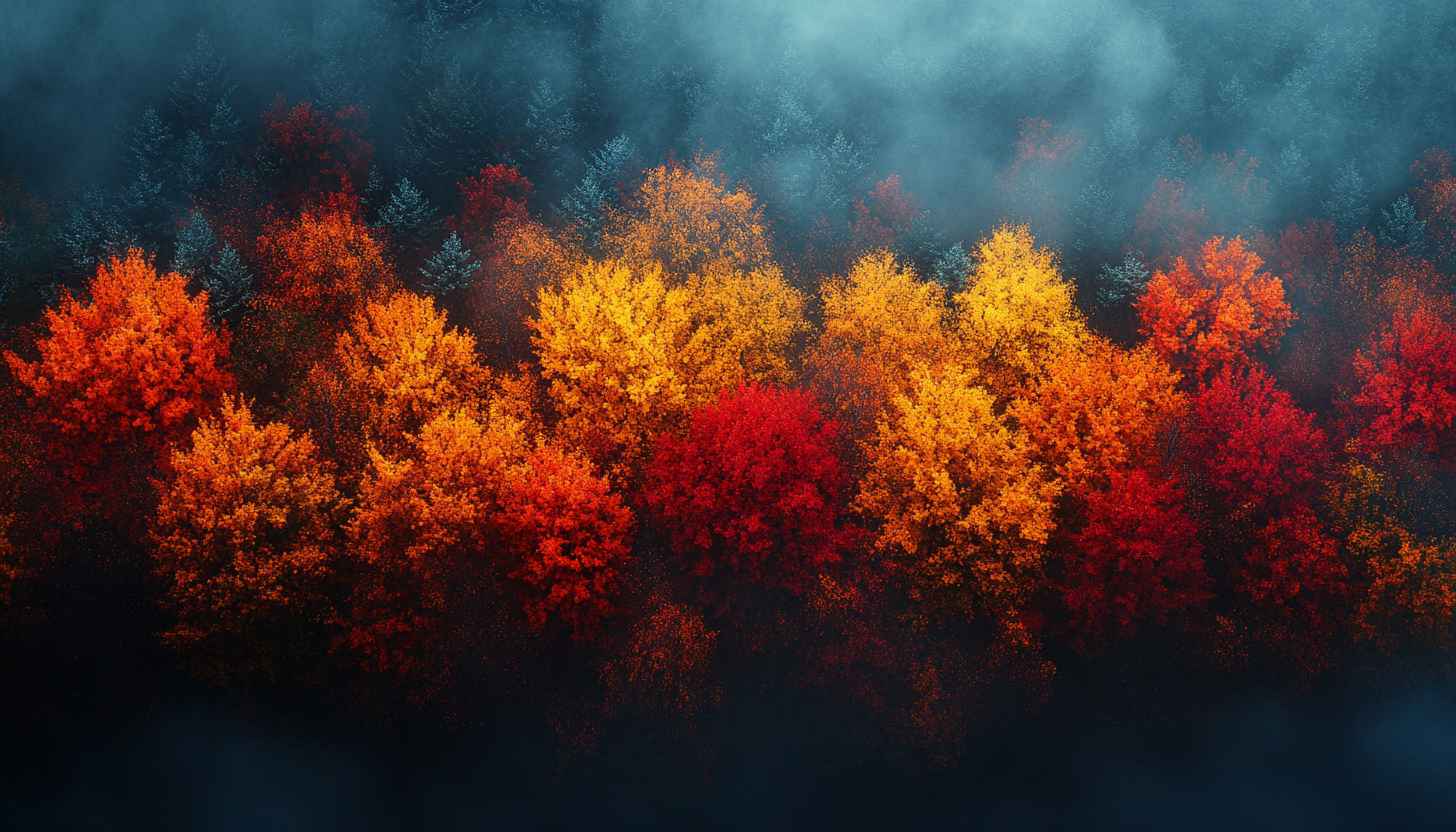 Autumn Forest Scenery Desktop Wallpaper, Colorful Fall Trees Background
