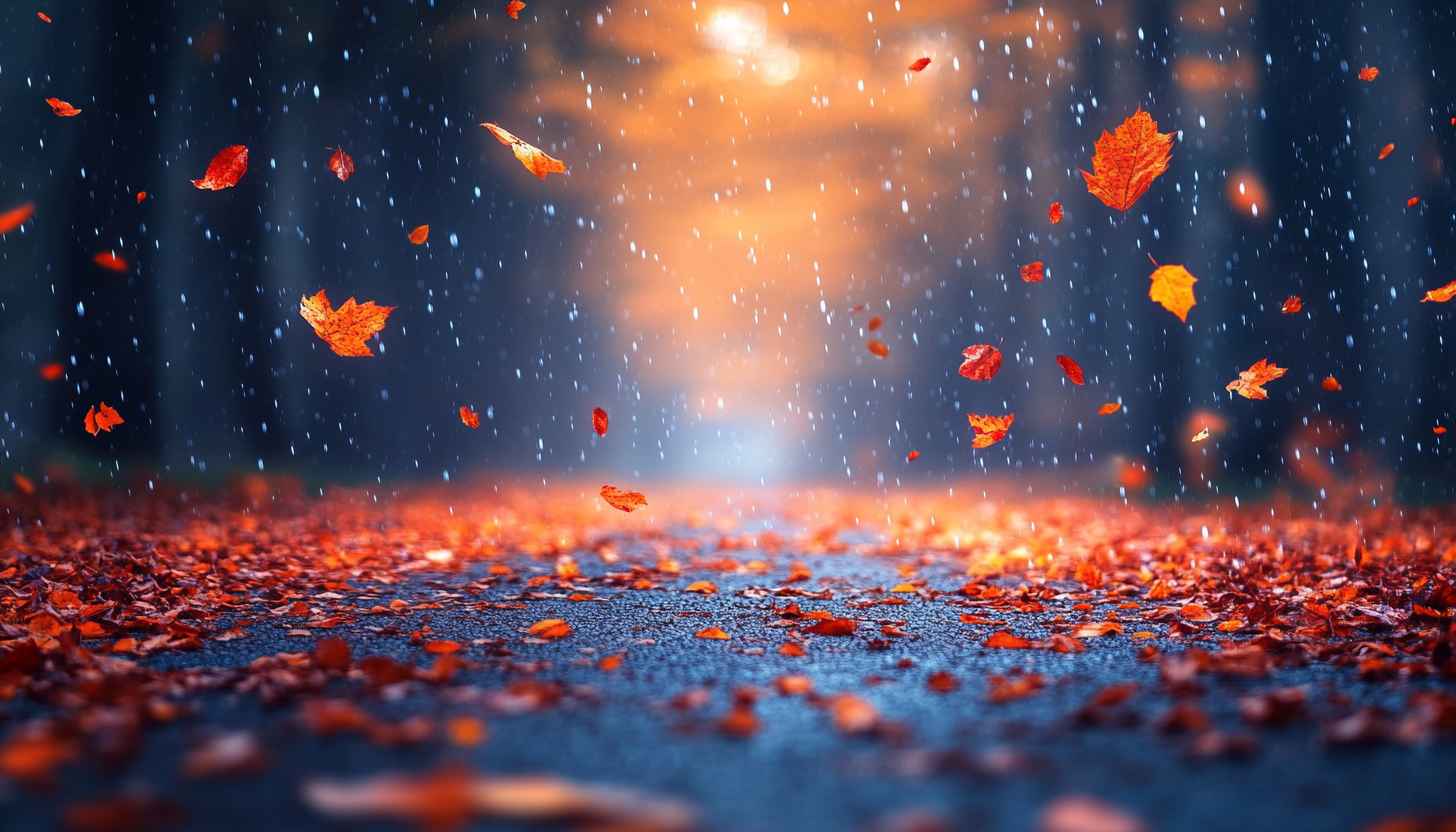 Falling Leaves Autumn Road 4K Desktop Wallpaper Mobile Background Free