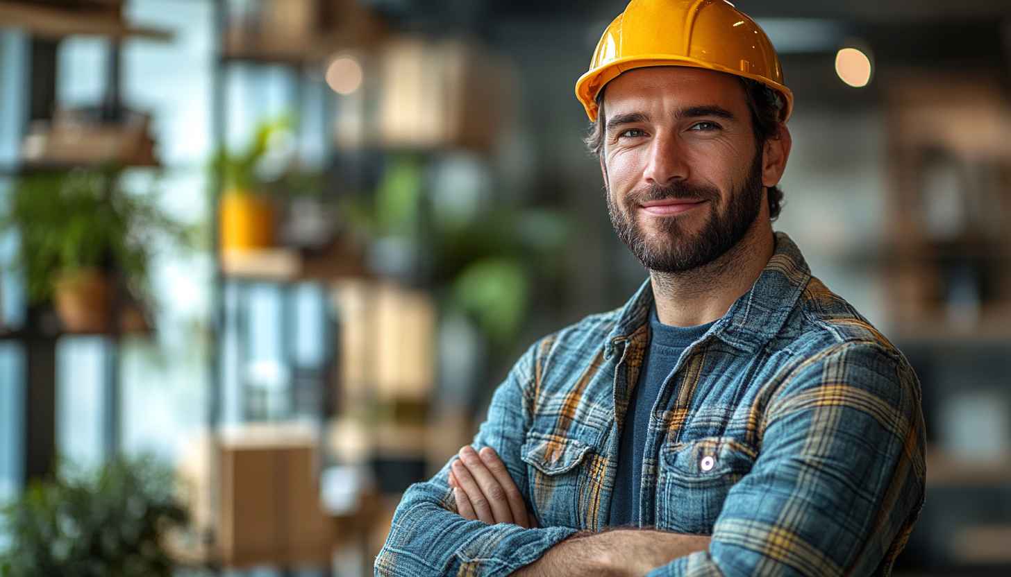 Construction Worker Portrait Desktop Background | Free Building Industry Wallpaper