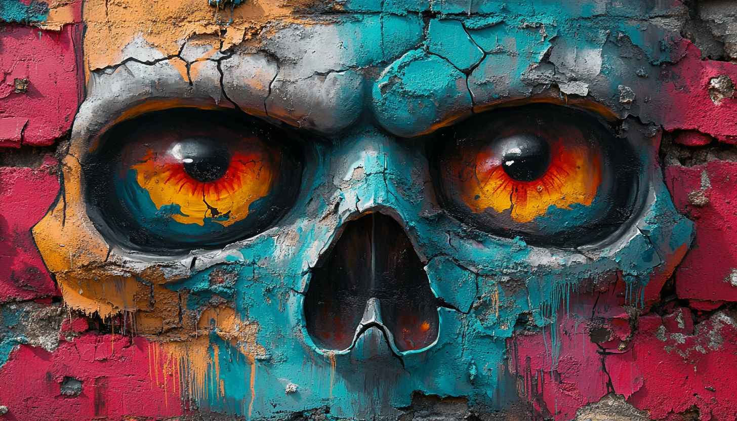 Colorful Skull Graffiti Art 4K Wallpaper for Desktop & Mobile