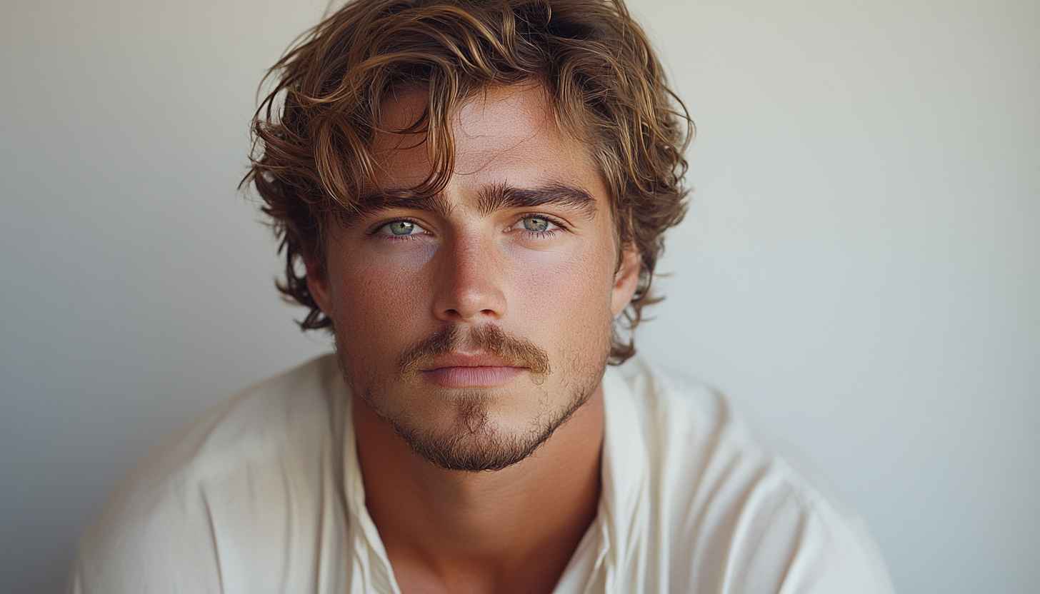 Attractive Young Man Portrait Aesthetic Desktop Wallpaper Background