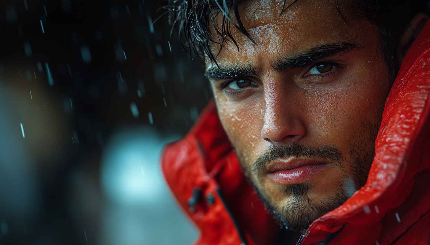Sweaty Man in Rain 4K Mobile Wallpaper Free Stock Photo