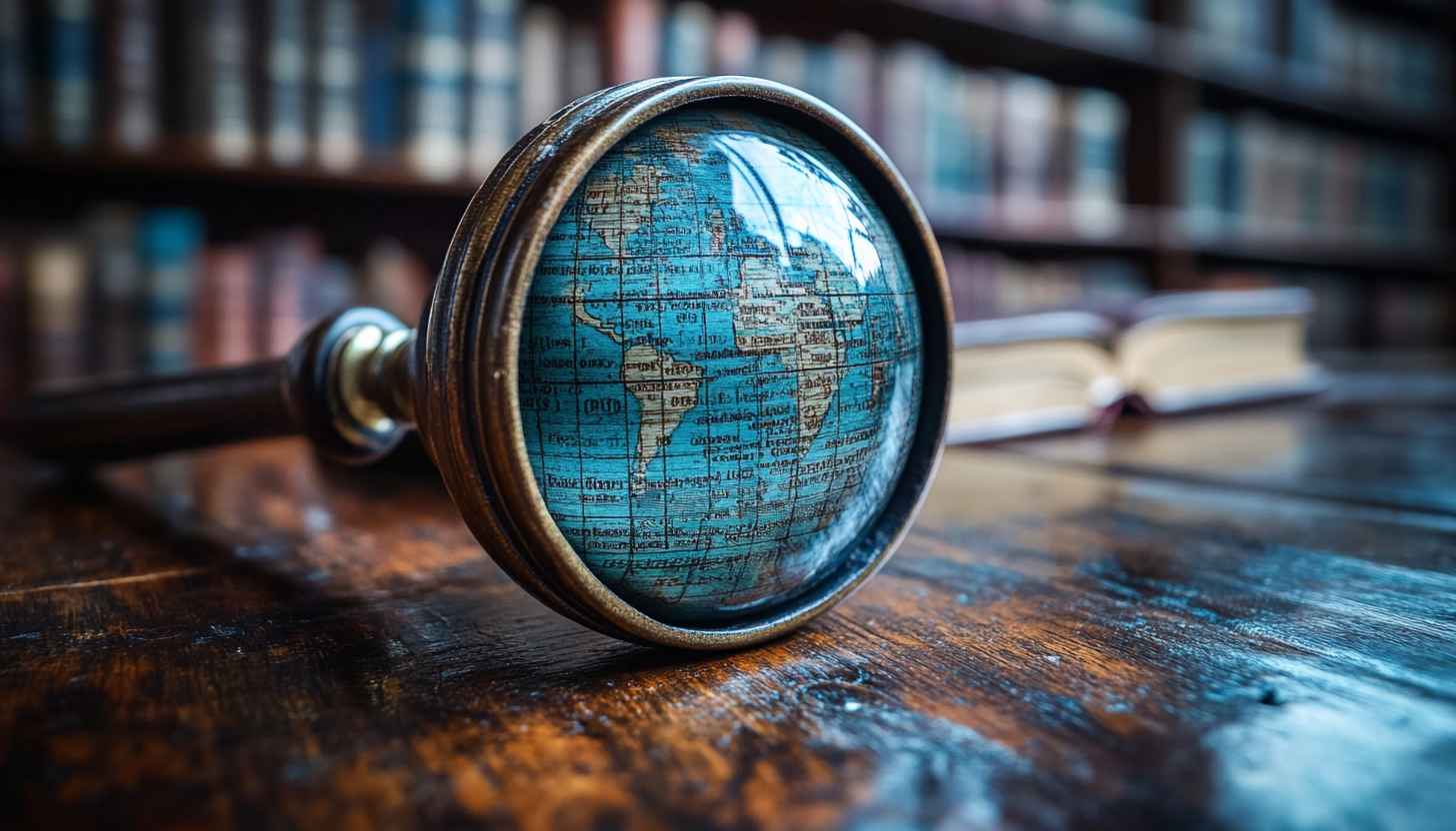 Antique Globe Magnifying Glass Library Books Desktop Wallpaper Background