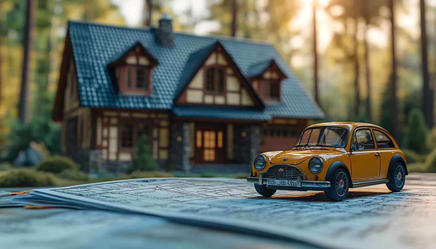 Vintage Car Dream Home 4K Desktop Wallpaper Free Download