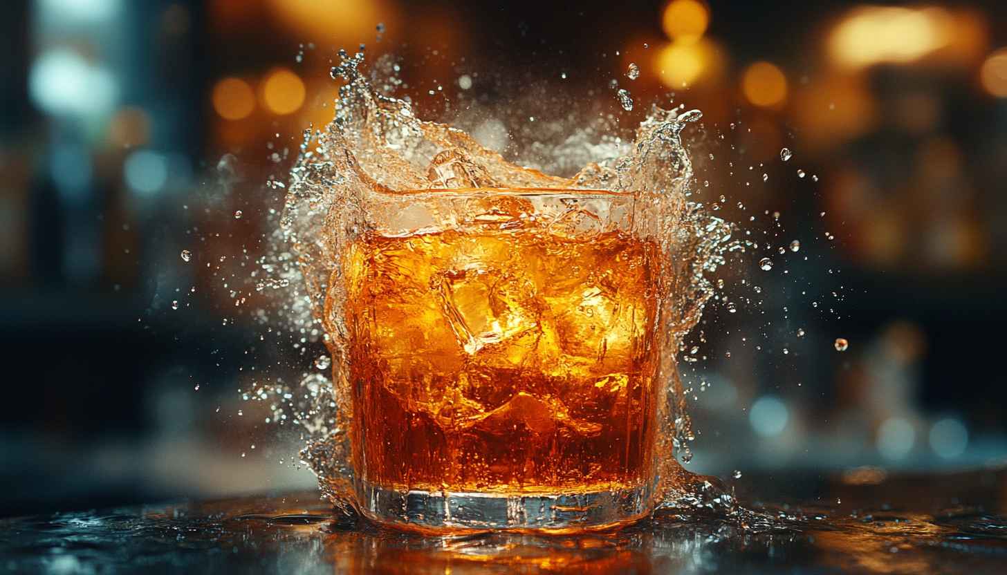 Whiskey Splash 4K Wallpaper, Cocktail Drink Desktop Background HD