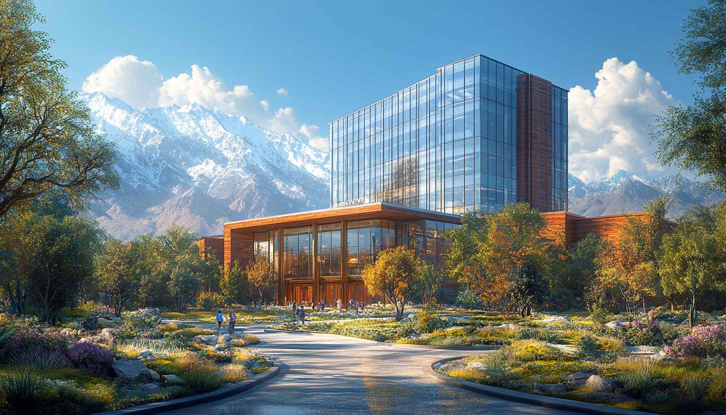 Modern Architecture and Snowy Mountains Landscape Mobile Wallpaper Free