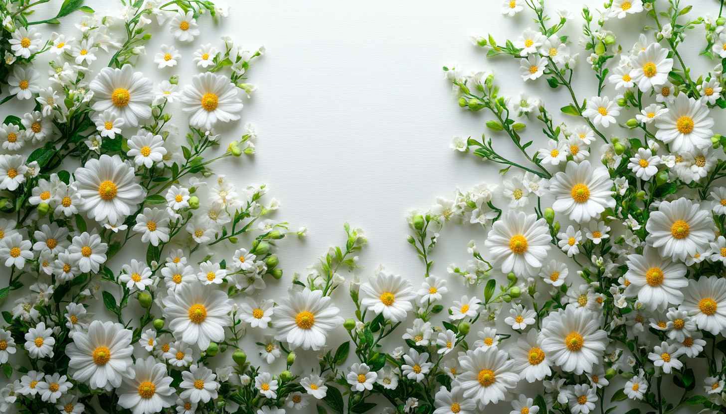Daisy Flower White Theme 4K Desktop Background, Free Mobile Wallpaper
