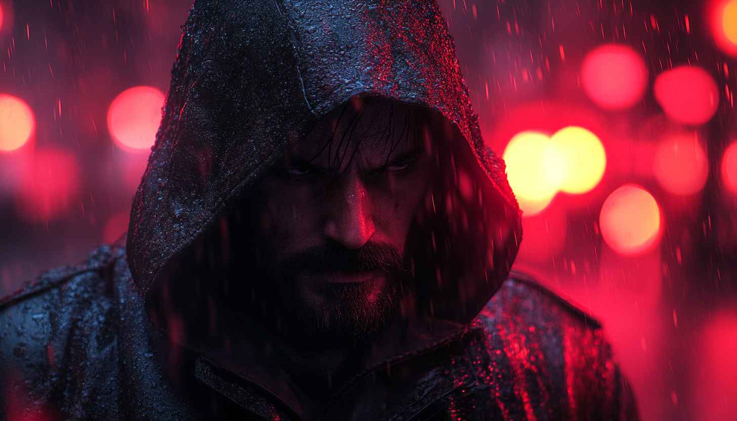 Dark Superhero Hooded Figure 4K Desktop Wallpaper High Resolution