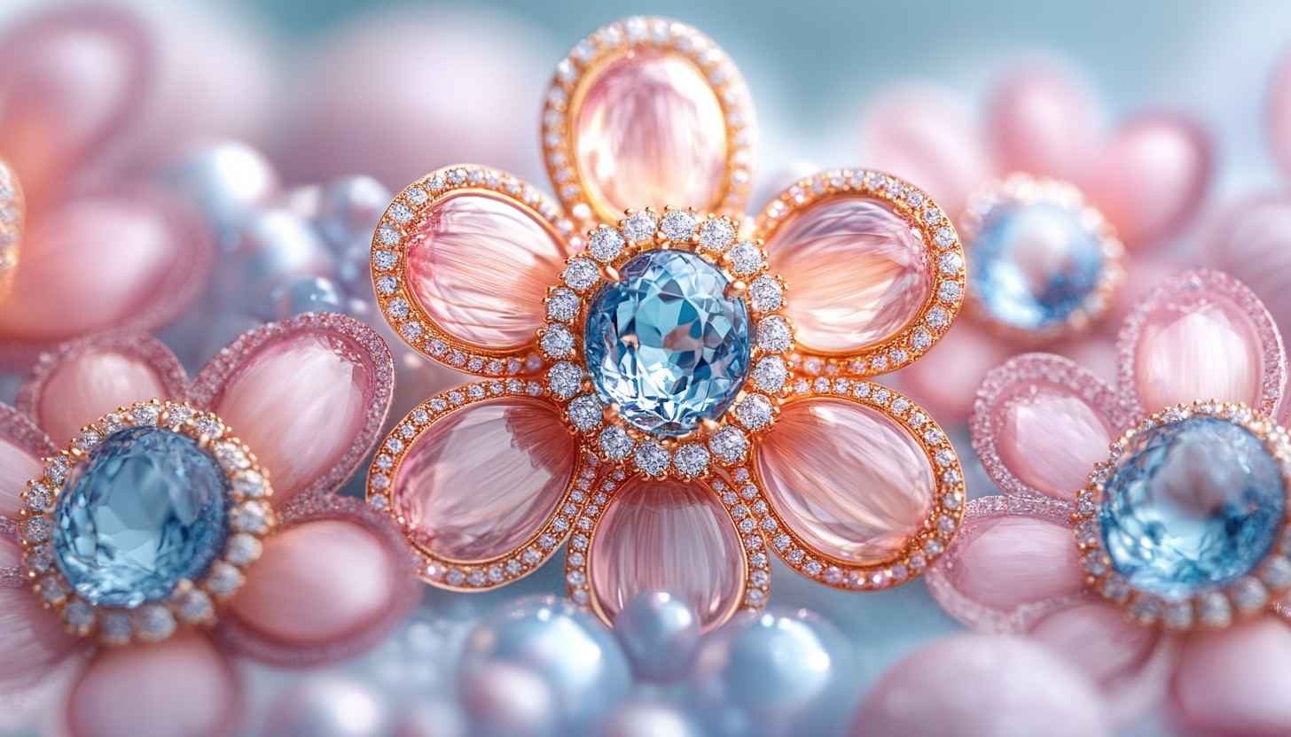 Gemstone Flower Mobile Background, Luxury Jewelry Design Wallpaper 4K