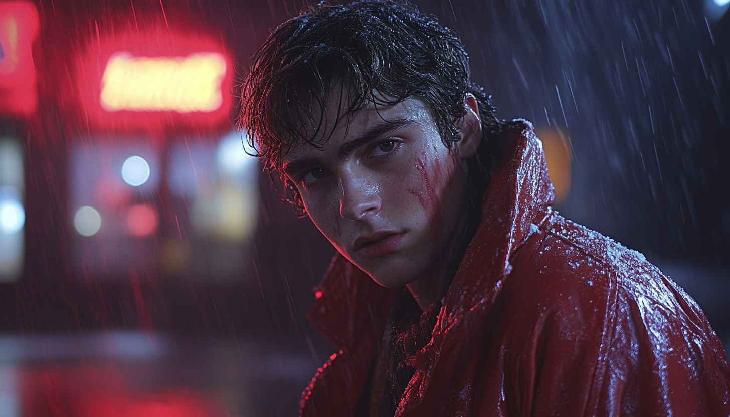 Walker Scobell Percy Jackson Wet Night Mobile Background Wallpaper