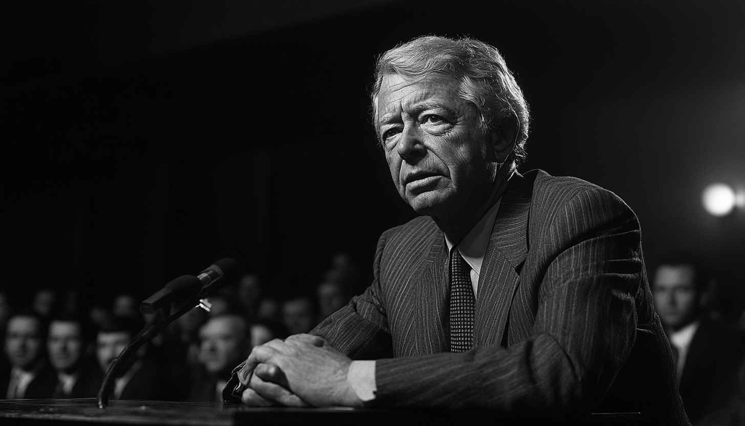 George Schultz Black and White Photo 4K Desktop Wallpaper