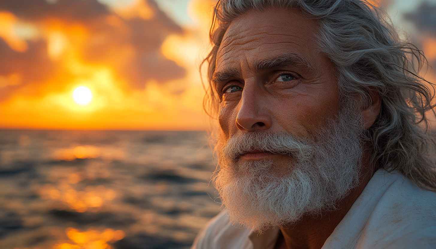 Old Man Sea Sunset Desktop Wallpaper, Tranquil Ocean Background
