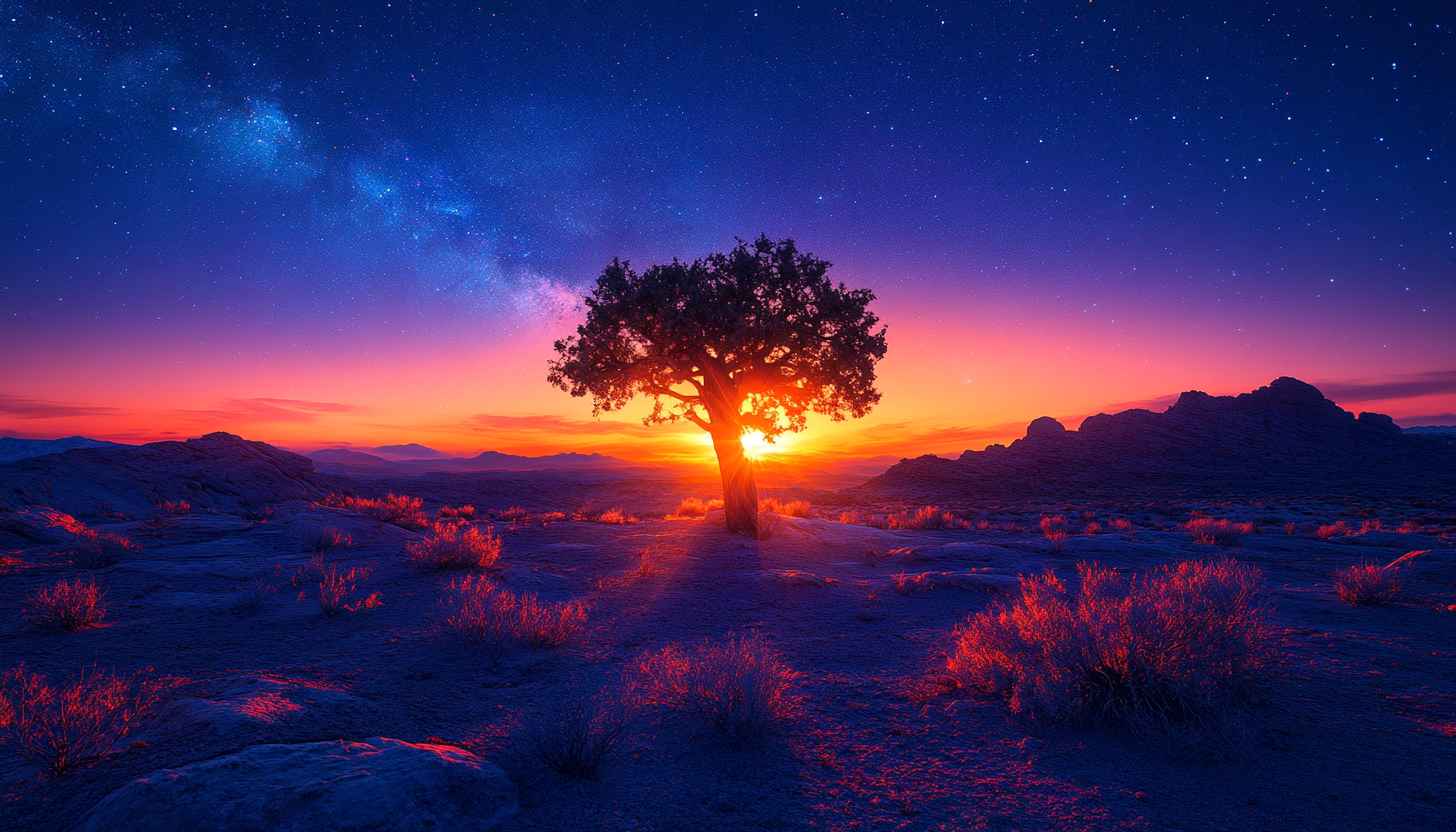 Lone Tree Sunset 4K Wallpaper - Free Desktop Backgrounds Nature