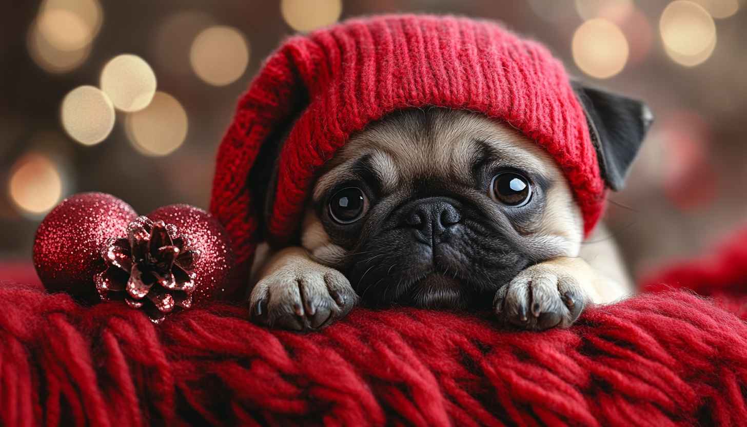 Cute Pug Christmas Mobile Wallpaper Adorable Puppy Holiday Background