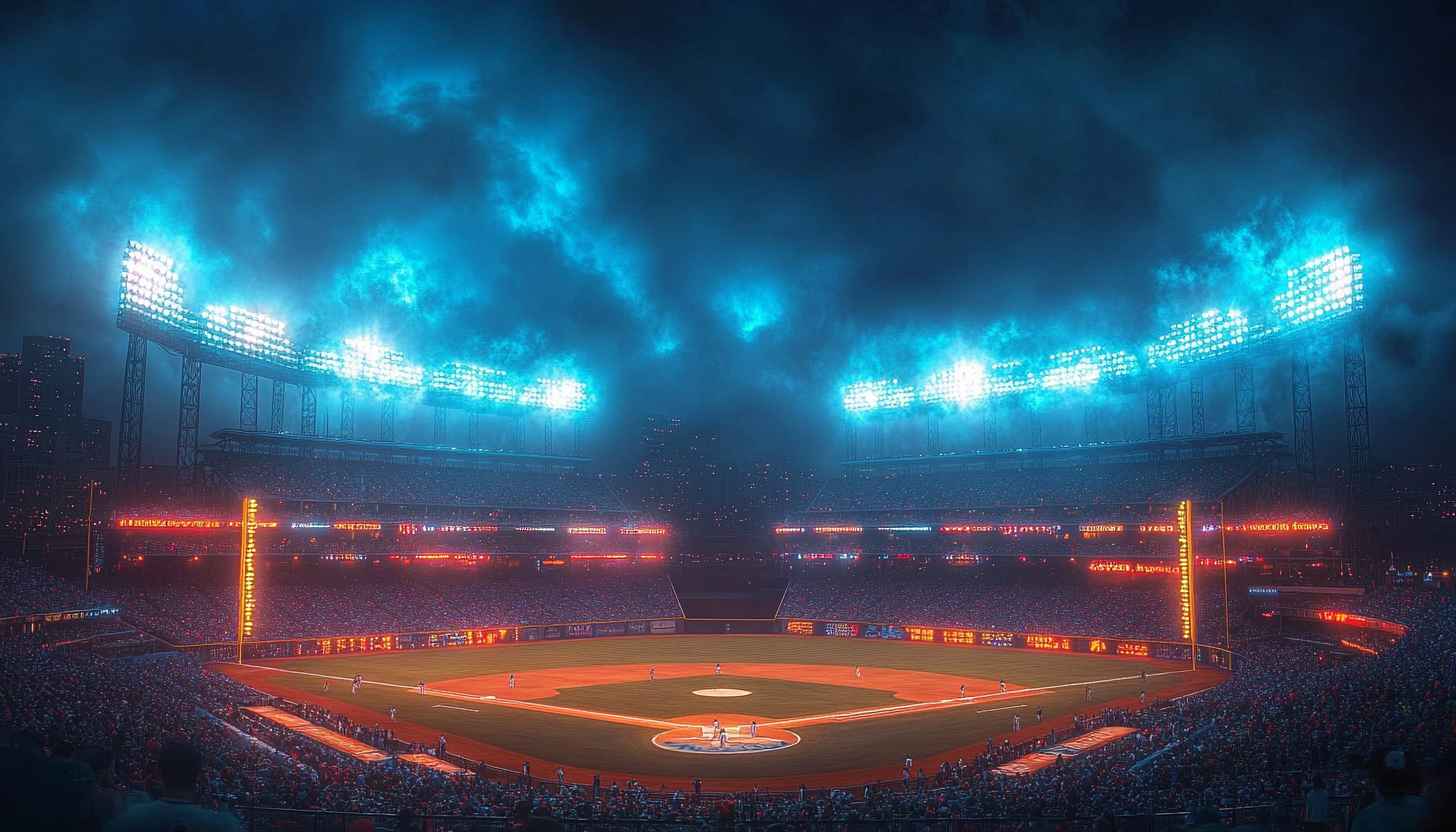 Night Baseball Field 4K Wallpaper for Desktop & Mobile Background