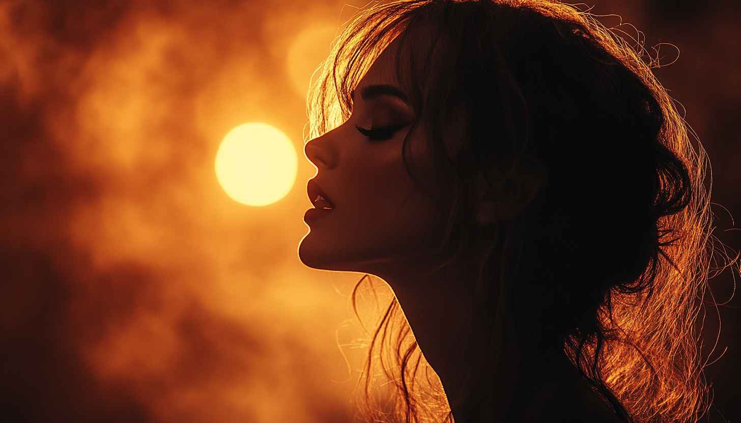 Sunset Woman Profile Silhouette Aesthetic Phone Background 4K Wallpaper