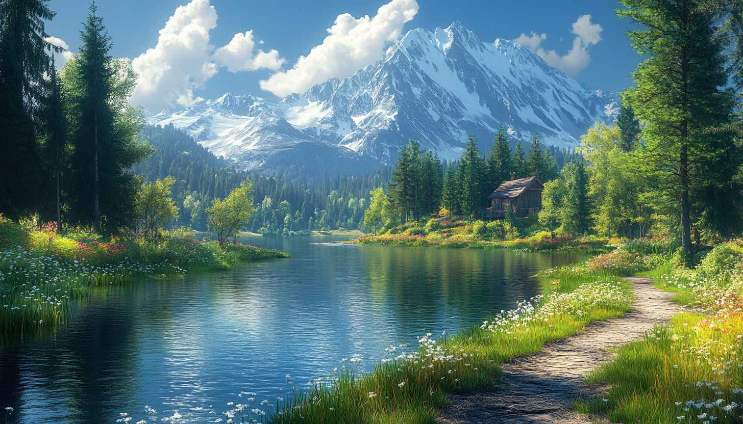 Scenic Mountain Lake Landscape Wallpaper for Desktop Backgrounds Free