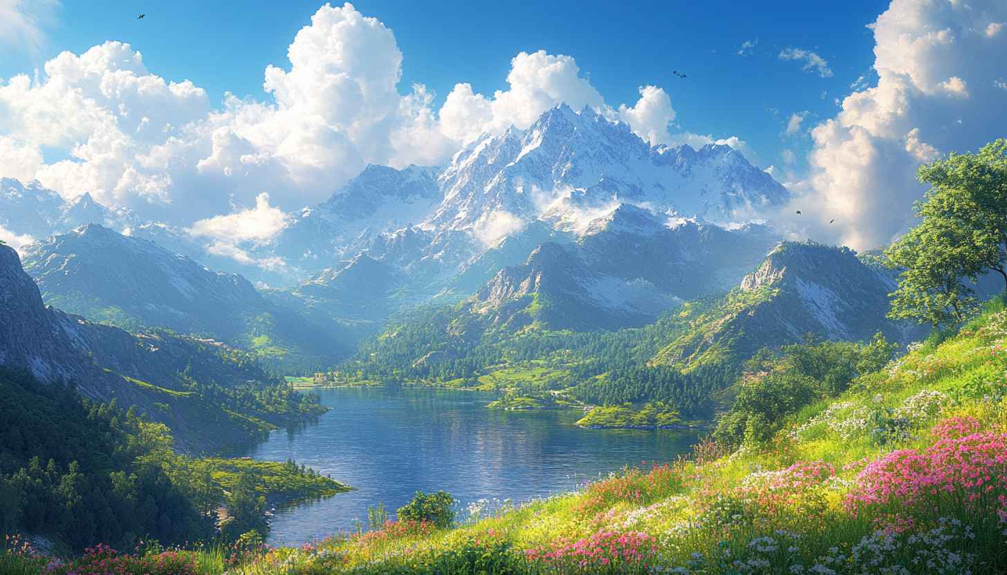 Scenic Mountain Lake Landscape 4K Wallpaper for Desktop Backgrounds