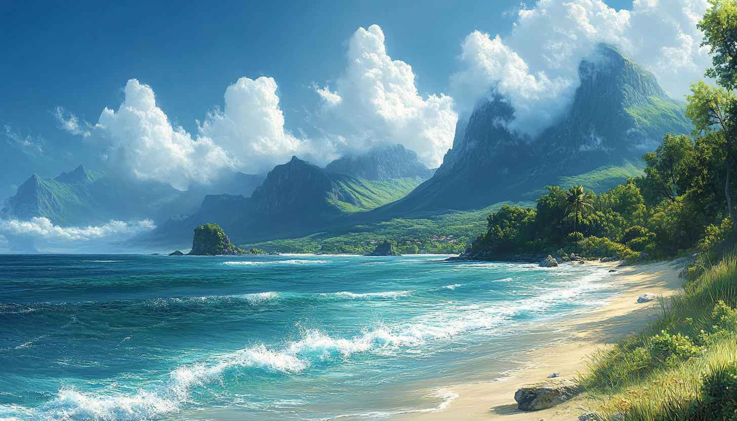 Tropical Island Beach 4K Desktop Background Scenic Mobile Wallpaper