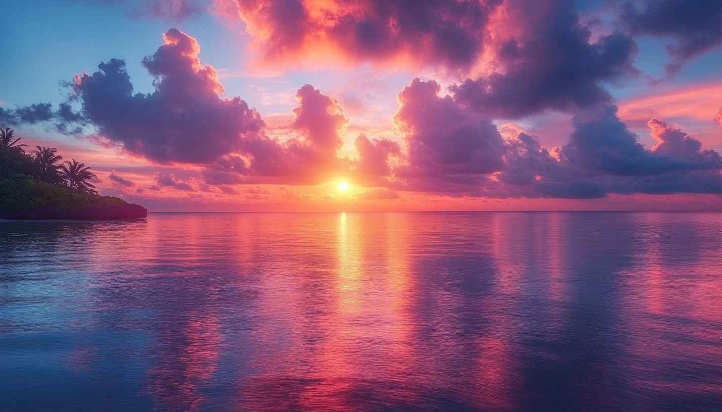 Tropical Sunset Ocean Mobile Wallpaper | Free HD Desktop Background