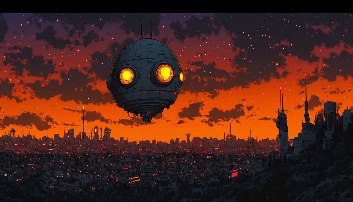 Futuristic Cityscape Orange Sky Mobile Wallpaper 4K Desktop Background