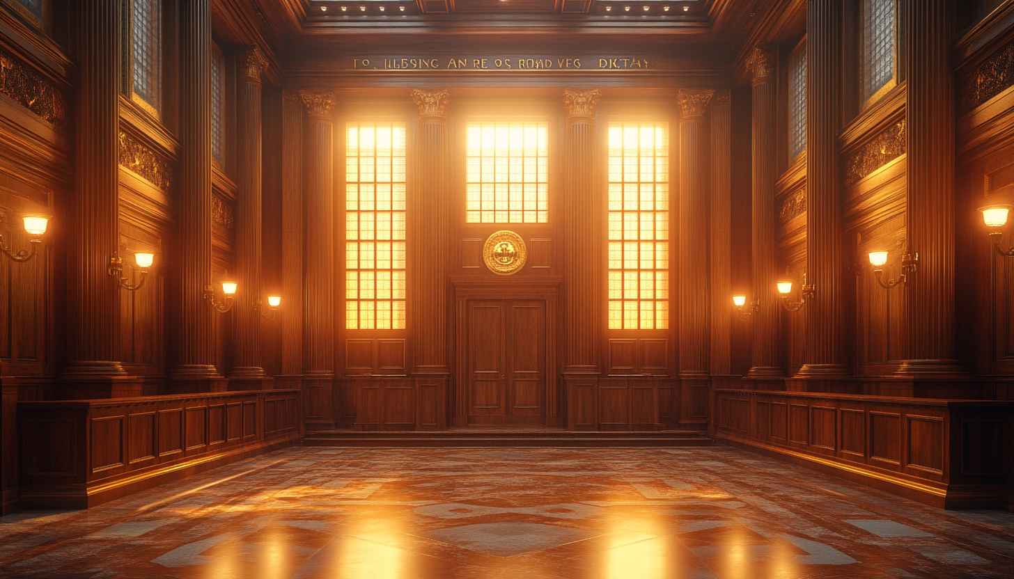 Ornate Wooden Interior 4K Desktop Background, Law Court Wallpaper