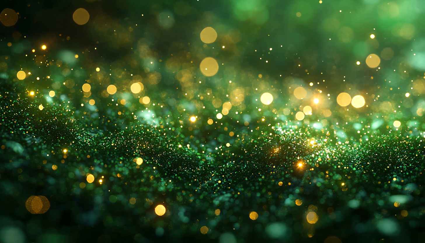Emerald Green Sparkle Bokeh Lights 4K Desktop Wallpaper Background