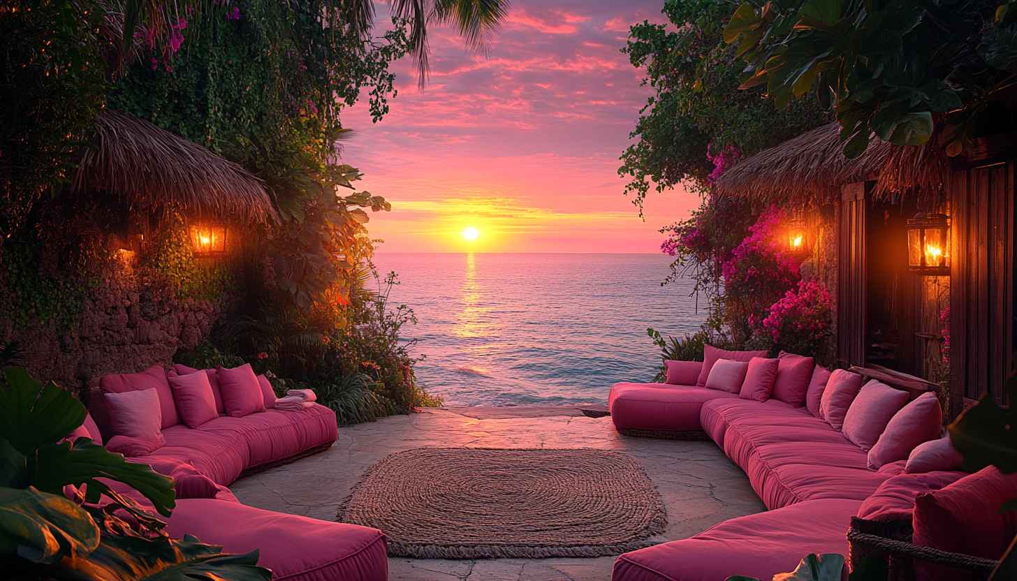 Tropical Sunset Ocean View 4K Desktop Background Mobile Wallpaper