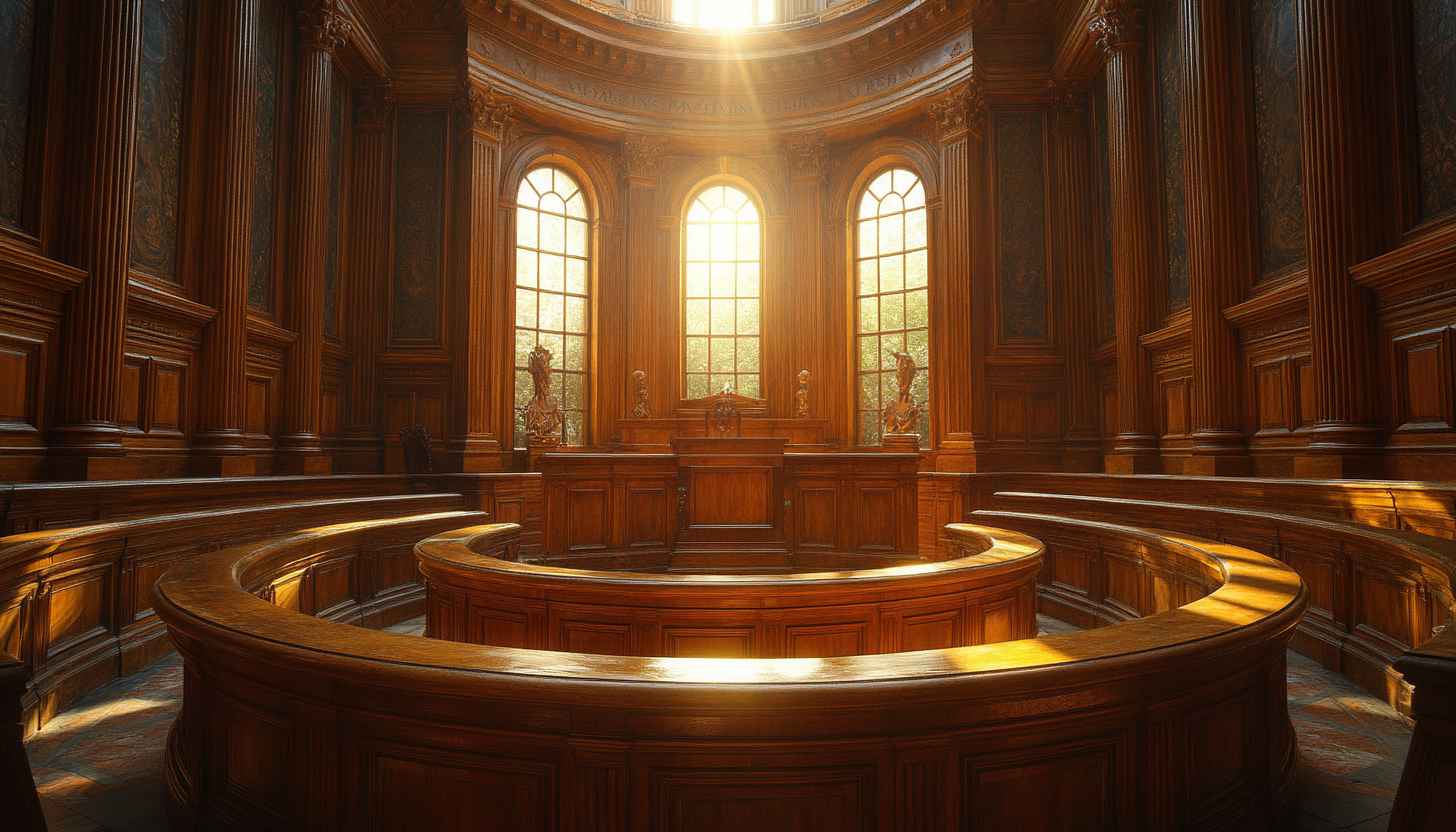 Ornate Wooden Courtroom 4K Desktop Background Legal Mobile Wallpaper