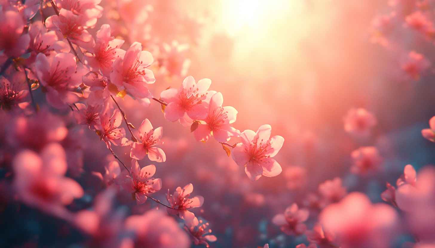Pink Blossom Flowers Bokeh 4K Desktop Mobile Wallpaper Background