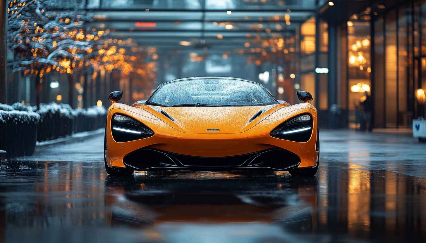 Orange McLaren 720S Reflection 4K Desktop Mobile Wallpaper